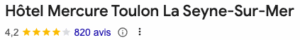 Séminaire d'entreprise à Toulon : l'alliance parfaite entre performance et détente 5 Note Google de l'hôtel Mercure Toulon