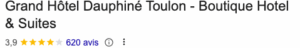 Séminaire d'entreprise à Toulon : l'alliance parfaite entre performance et détente 6 Note Google de l'hôtel Best Western Grand hôtel Dauphiné