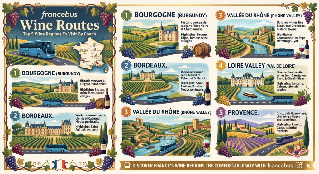 Coach trip in France: the 5 most beautiful wine routes in France