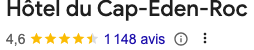 Note google Hôtel du Cap-Eden-Roc