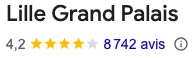 Note google du Lille Grand Palais 