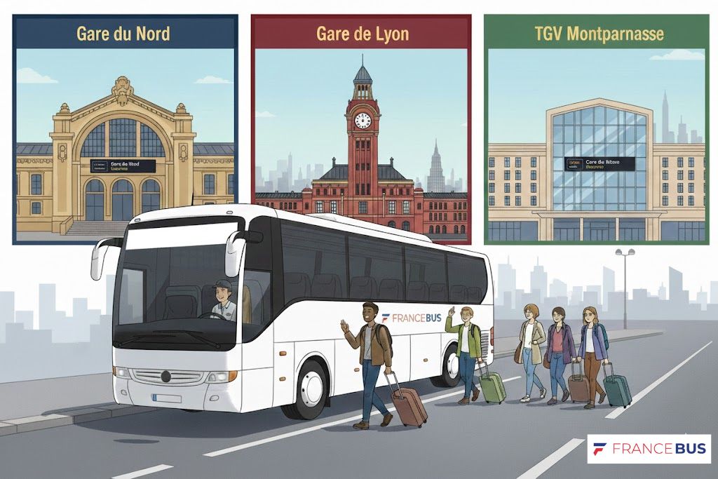 Transferts de groupe gares de Paris en autocar