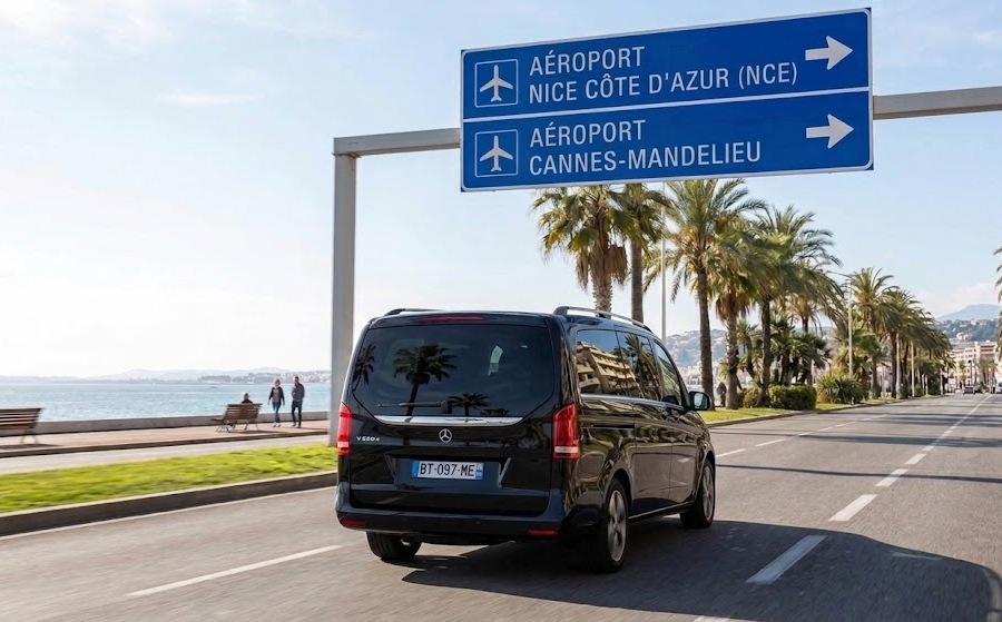 Minivan aeroports Cote dAzur sur route 1