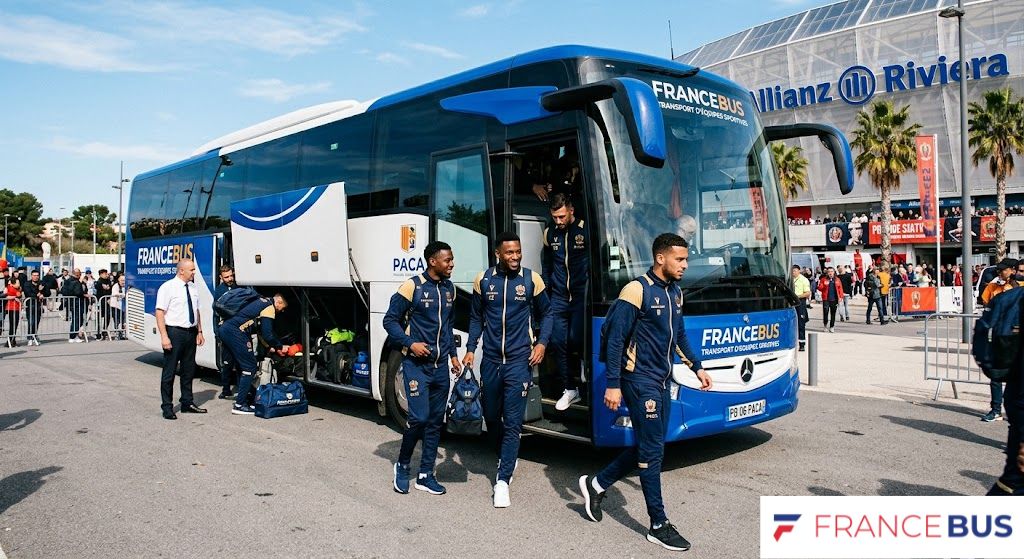 Transport your sports team to Provence-Alpes-Côte d'Azur (Football, Rugby, Cycling) 1 Transport for the Nice sports team